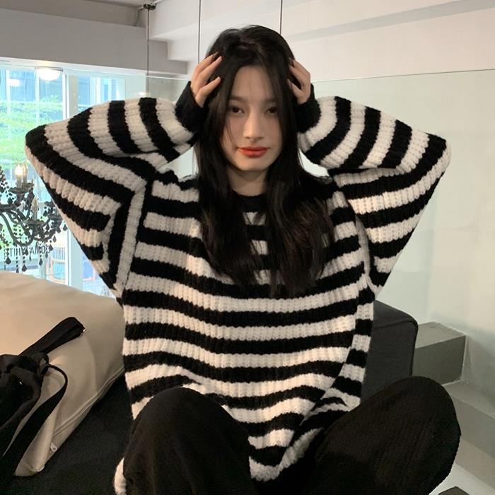 Áo Sweater Dày Chui Đầu Dáng Rộng Tay Dài Thời Trang Mùa Đông 2022 Mới T241