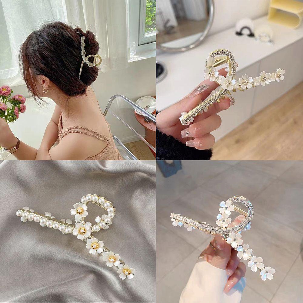 NIUYOU Kẹp Tóc Càng Cua Đính Hoa Tua Rua Chất Liệu Hợp Kim