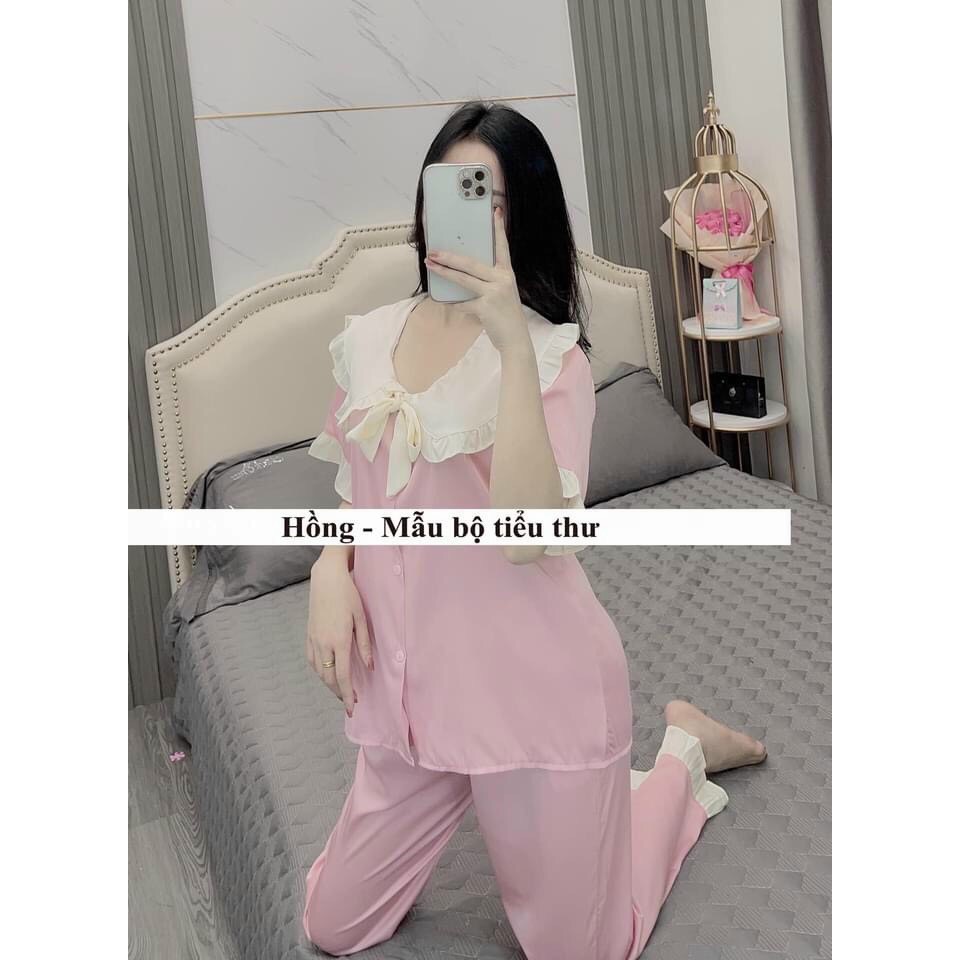 Bộ Đồ Pijama Mặc Nhà - Bộ Lụa Satin Cộc Tay Quần Dài Họa Tiết Cao Cấp [Kèm Hình ảnh Thật ] | BigBuy360 - bigbuy360.vn