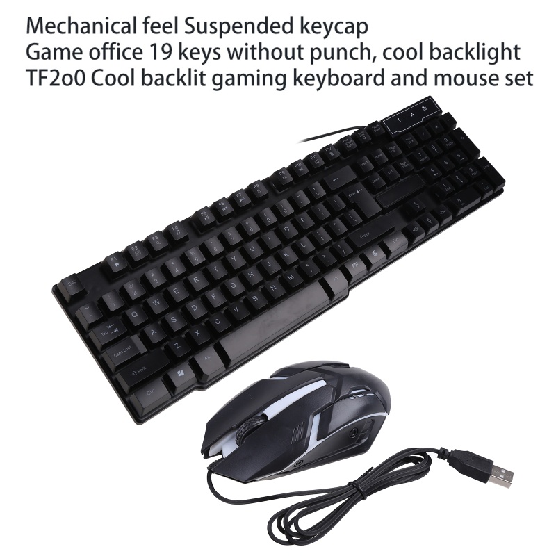 Bộ Bàn Phím Cơ Và Chuột USB btsg TF2Gaming TF200 Màu Cầu Vồng Tiện Dụng Cho Laptop
