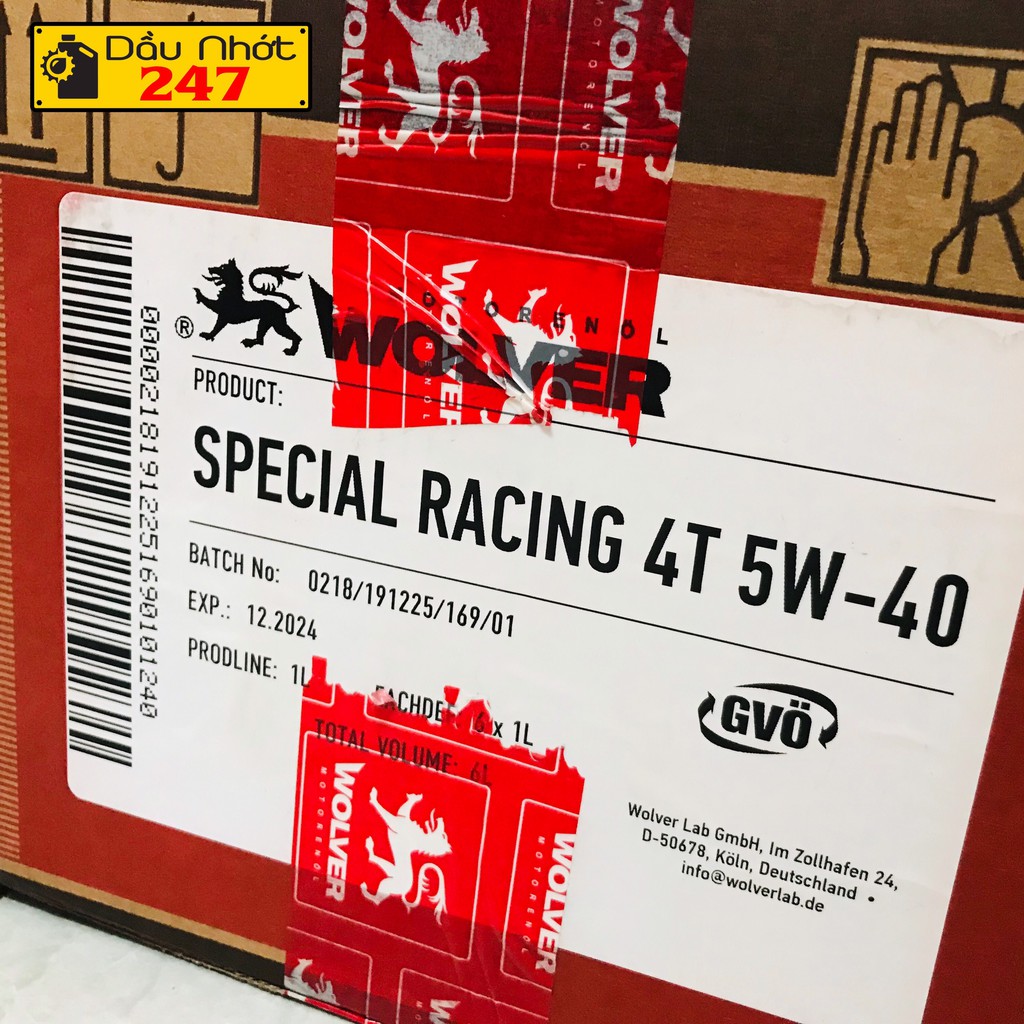 (Lon 1L) Thùng nhớt 6 lon Wolver Special Racing 5w40