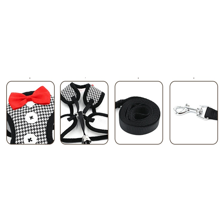 Đai/dây dắt chó mèo đi dạo kèm áo yếm, ghi lê có nơ dễ thương, tiện dụng