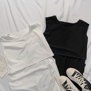 Set Áo Tanktop & Bra GNASH Unisex (Trắng/Đen)