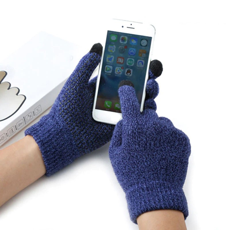 Cặp găng tay dệt kim hỗ trợ chạm cảm ứng màn hình điện thoại tiện dụng dành cho nam và nữ