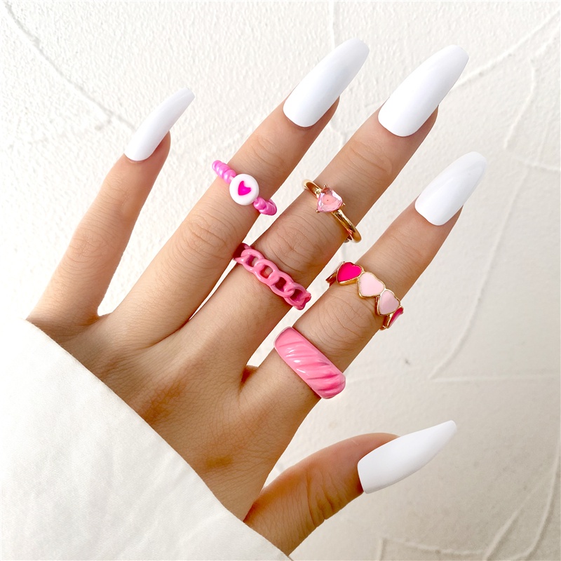 Bộ nhẫn nhúng dầu hình hoa Tai Chi nhiều màu sắc cho nữ