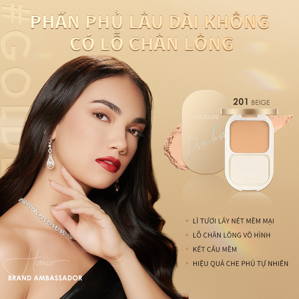 Phấn phủ Focallure Golden lâu trôi không thấy lỗ chân lông mềm mại và nhẹ 10g | BigBuy360 - bigbuy360.vn