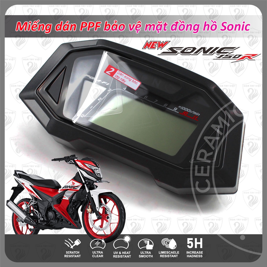 Miếng dán Honda SONIC 150 [Supra GTR] PPF cao cấp chống trầy xước mặt đồng hồ sonic R