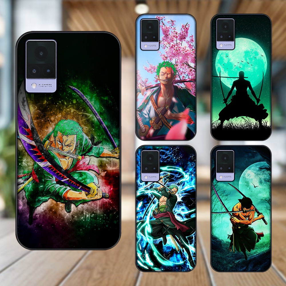 Ốp lưng Vivo V21 viền đen in hình Zoro One Piece