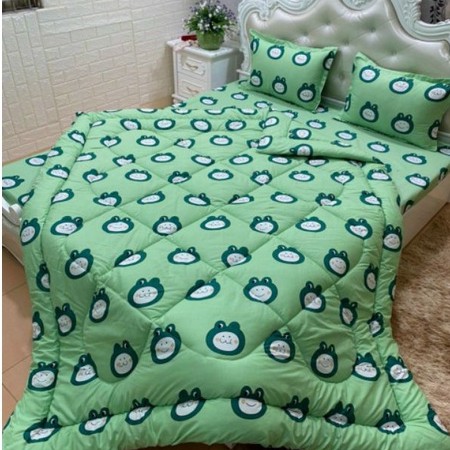 Trọn bộ 5 món ga gối chăn phao poly cotton có ruột bông dày đủ kích thước