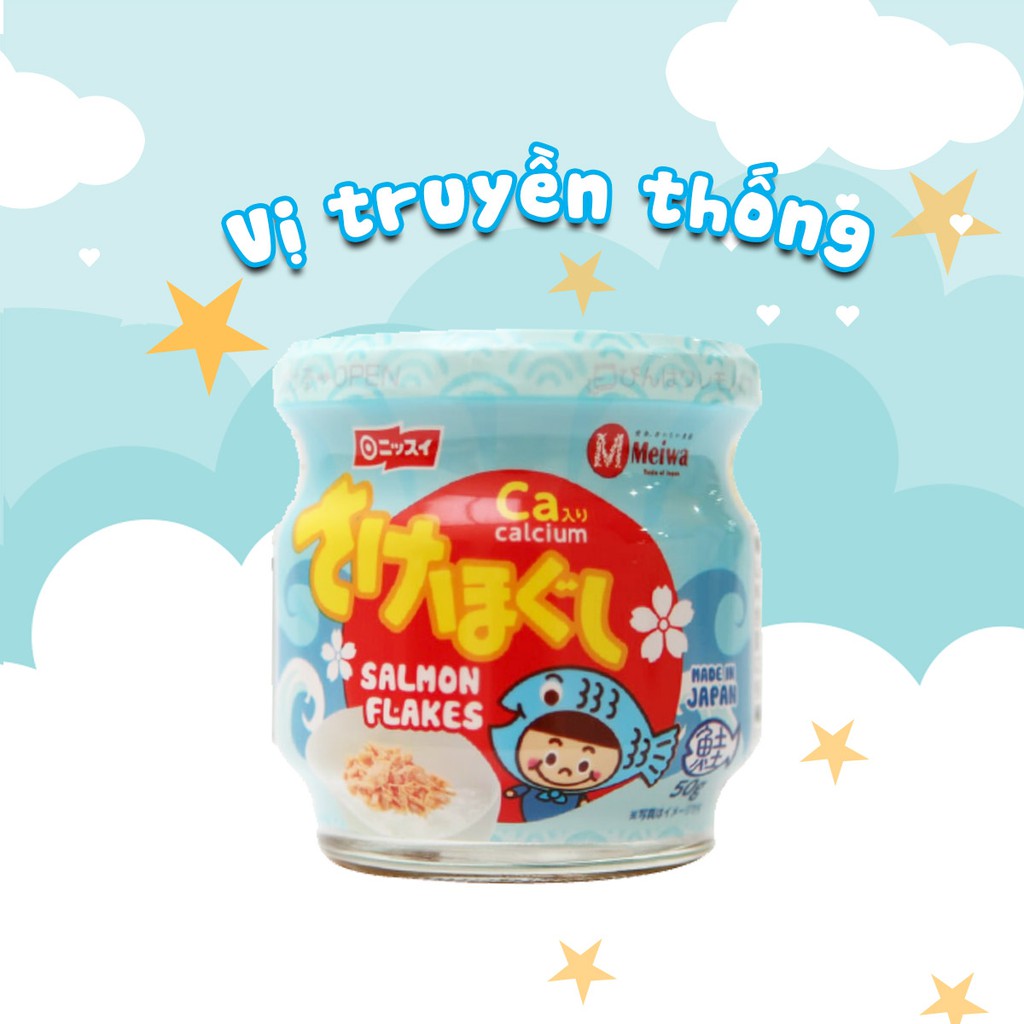 Ruốc cá hồi tươi MEIWA 50g xuất xứ Nhật Bản - Vị truyền thống | Dành cho bé từ 12 tháng tuổi, Nhập khẩu chính ngạch.