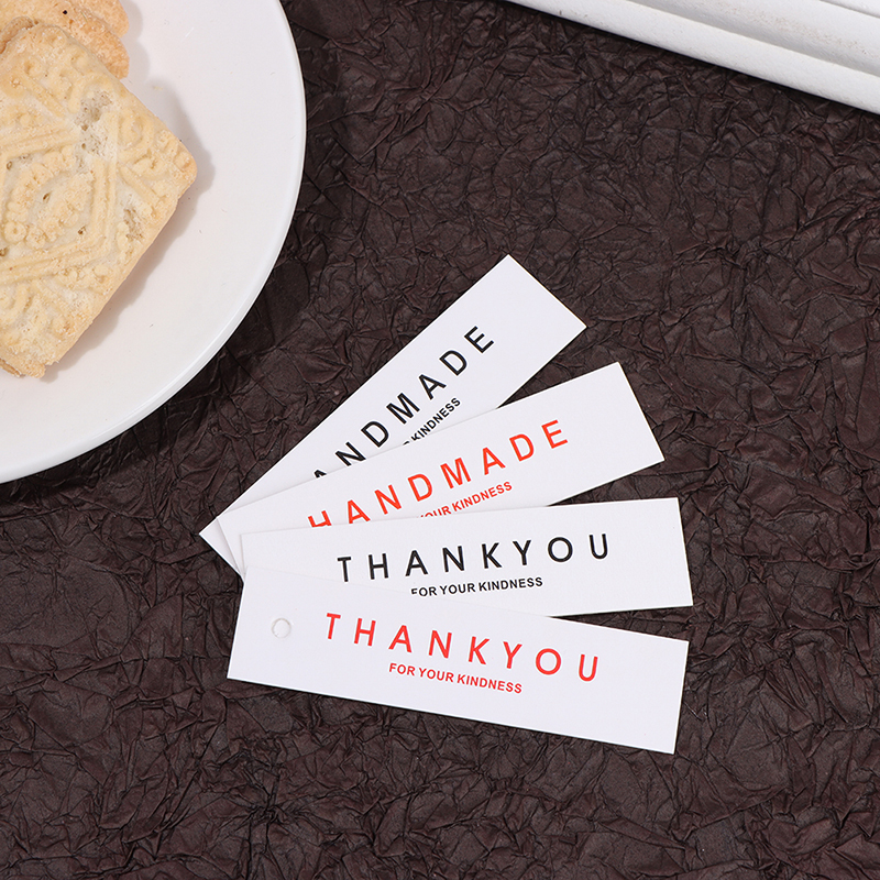 Nhãn in chữ Handmade/Thank You trang trí hộp đựng bánh quy/bánh kem trang trí tiệc cưới