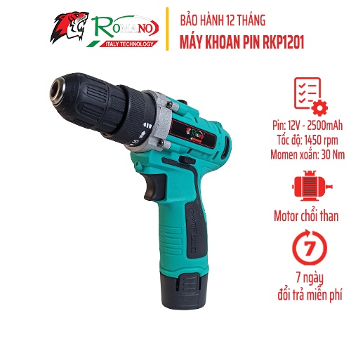 Máy khoan pin 12V ROMANO RKP1201 (2 pin, 1 sạc)