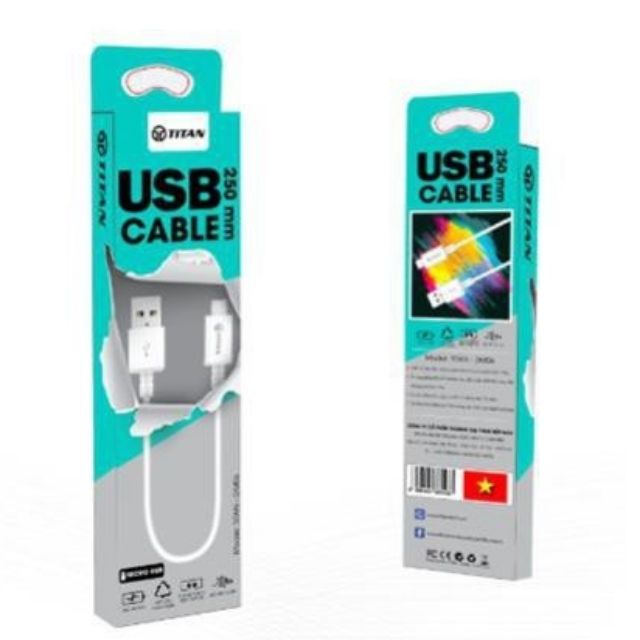 Cáp sạc micro usb 25Cm Titan DM06 - Bảo hành 12 tháng 1 đổi 1