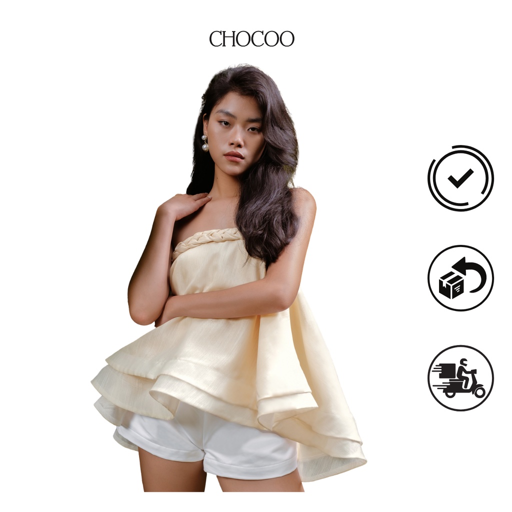 Áo babydoll CHOCOO Caprice Top cúp ngực kiểu tiểu thư form rộng chất vải tơ sang chảnh phóng khoáng thời thượng