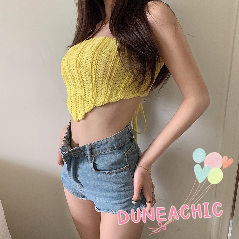 DUNEA Áo Ống Ngắn Cột Dây Gợi Cảm Cho Nữ DUNEA709