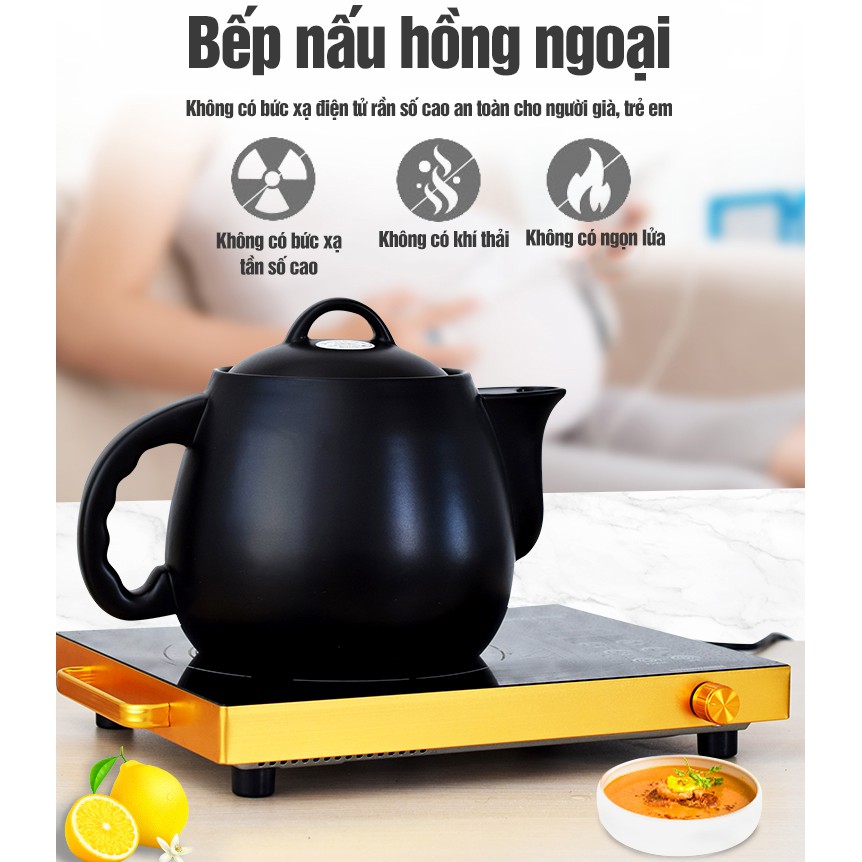 Bếp hồng ngoại - bếp hồng ngoại đơn-  Công Suất 2200W - Mặt Kính Chịu Nhiệt Chống Trầy - Không Kén Nồi