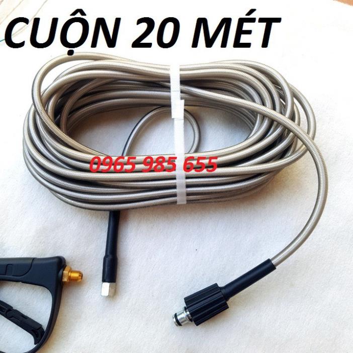 Dây Rửa Xe ❤️FREESHIP❤️ 10m,15m,20m Cho Máy Bơm Xịt Rửa Áp Lực Cao - Ren nối súng 14mm/22mm