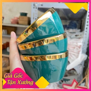 Bộ 6 bát sứ viền mạ vàng cao cấp happy life tặng kèm đũa 💖 chilinh store