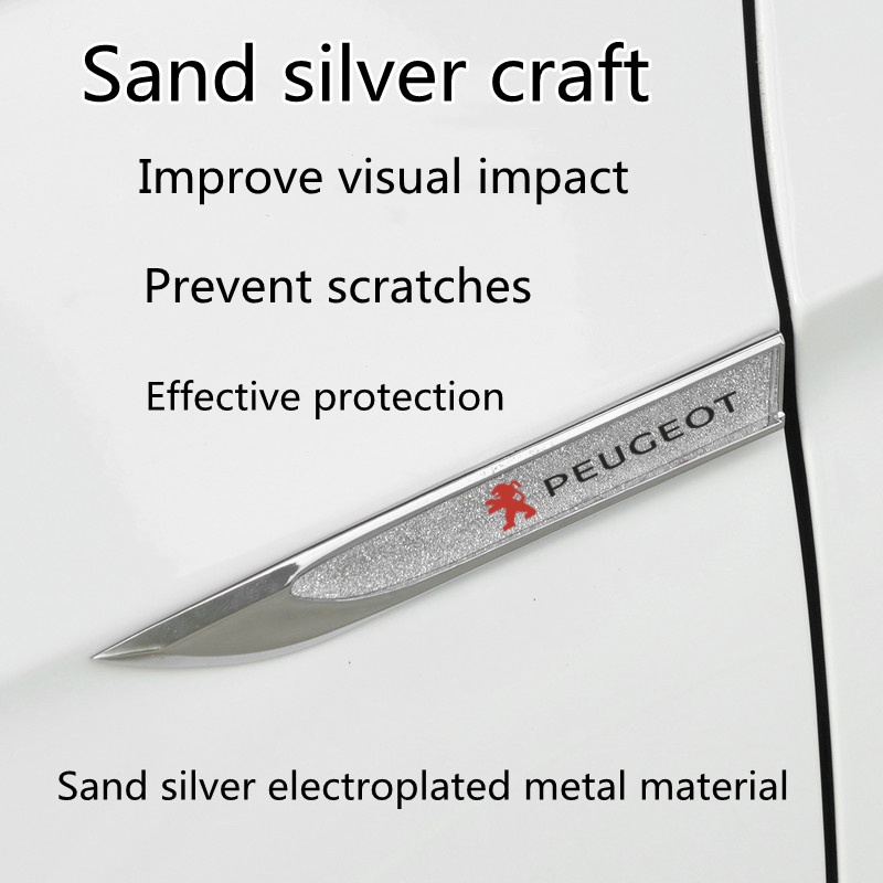 FENDER Bộ 2 Miếng Dán Kim Loại 3D Trang Trí Thân Xe Hơi Peugeot 5008 4008 308 208