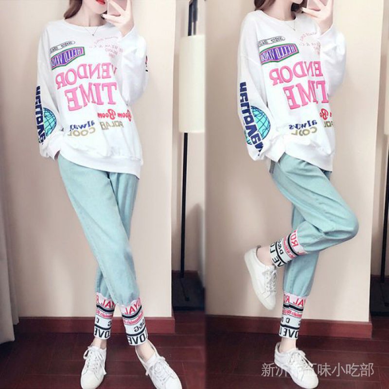 Bộ Đồ Thể Thao Dài Tay Form Rộng Phong Cách Phương Tây Thời Trang Xuân Thu Cho Nữ