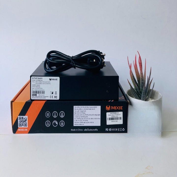 SWITCH POE MIXIE PC-801 AI – 8+1 100Mbs, khoảng cách 250M, Công Nghệ Watchdog Thông minh