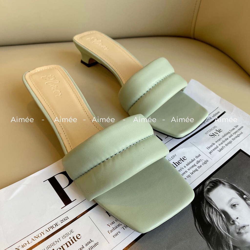 Dép Nữ Cao 3 Phân Đế Vuông Trần Chỉ Ngang Lên Dang Siêu Xinh