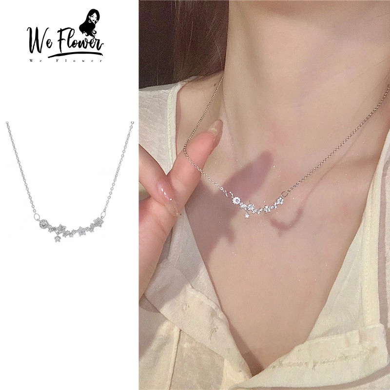 Vòng cổ We Flower mặt hoa đính đá zircon lấp lánh phong cách Hàn Quốc thời trang cho nữ