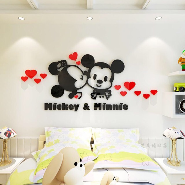 Tranh dán tường mica 3D - Mickey