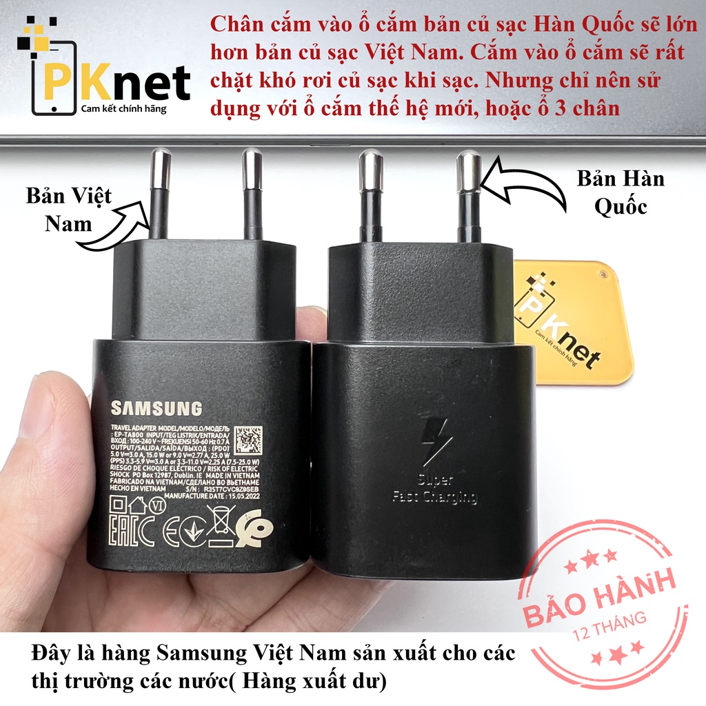 Sạc Samsung 25w Chính Hãng - Hàng xuất dư cho thị trường Bồ Đào Nha, Hàn Quốc...