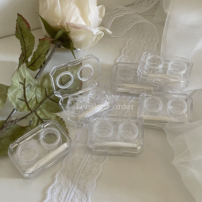 Hộp Đựng Kính Áp Tròng Trong Suốt Nắp Cao Su Dễ Nhìn Thấy Lens Không Cần Xoáy Nắp