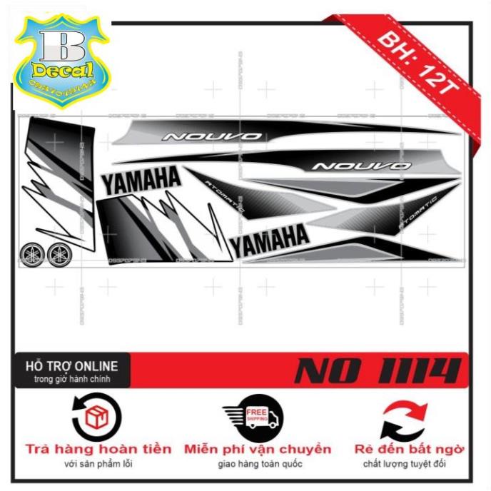 ( Quí khách vui lòng mang ra tiệm cho thợ dán ) Tem NOUVO 2 BẠC ĐEN [Bi Decal]