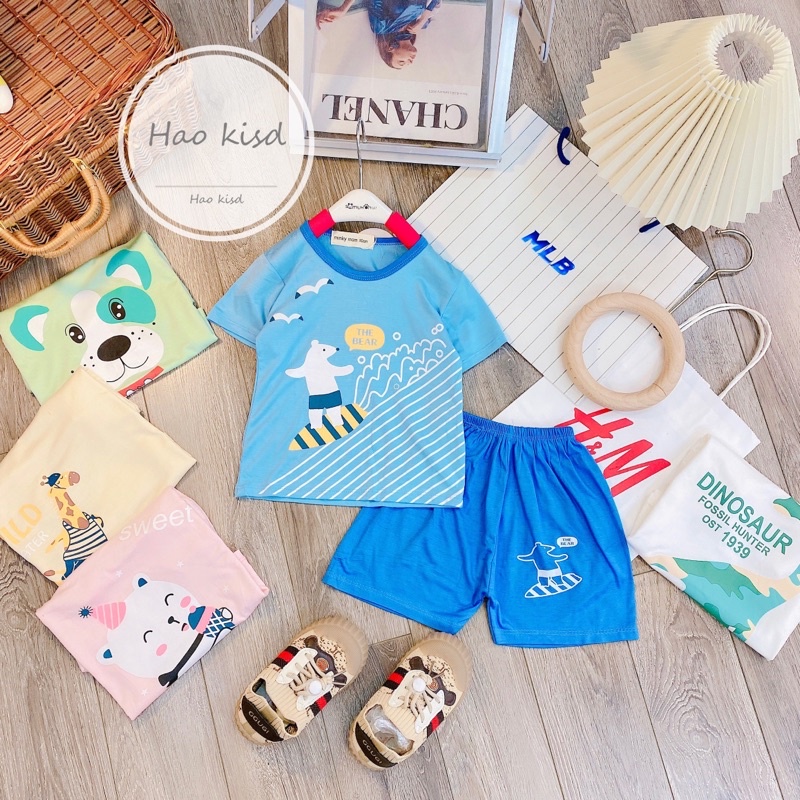 NT063 BỘ CỘC, ĐÙI, NGẮN TAY THUN LẠNH MINKY MOM PHỐI HÌNH CON VẬT DỄ THƯƠNG CHO BÉ TRAI, BÉ GÁI, BÉ SƠ SINH