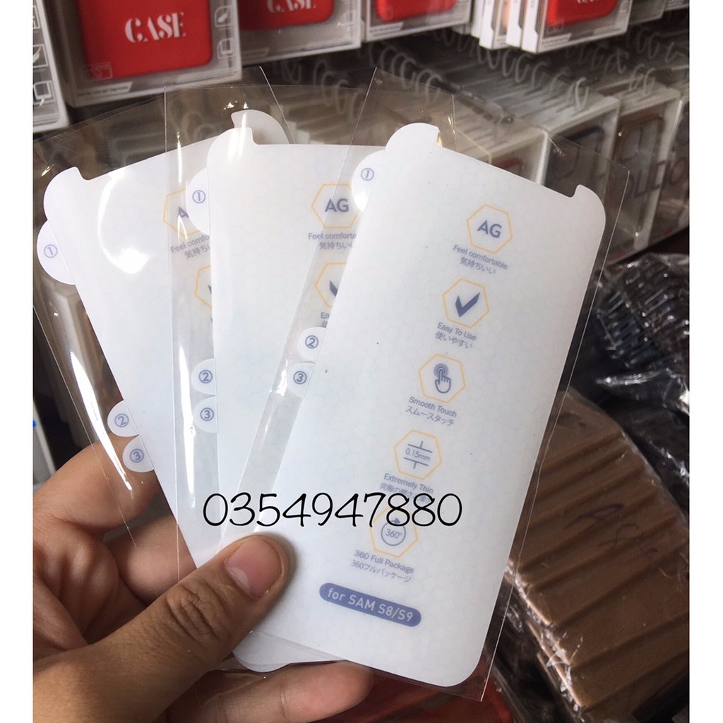 Bộ dán dẻo PPF AG Chống vân tay cho Galaxy S8 mặt trước, Mặt sau bảo vệ máy