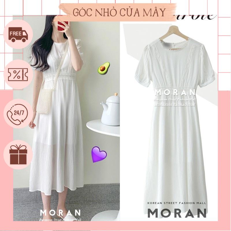 (HÀNG ORDER) Đầm voan trắng phối ren dáng dài nhẹ nhàng tiểu thư cổ tích ngọt ngào GNCM