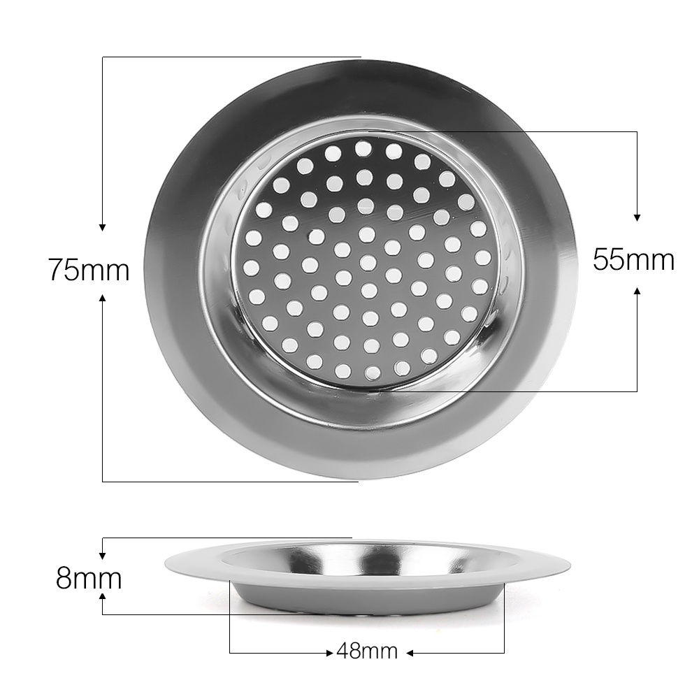 Nắp Lưới Lọc Bằng Thép Không Gỉ Chặn Lỗ Thoát Nước Bồn Rửa Nhà Bếp / Phòng Tắm