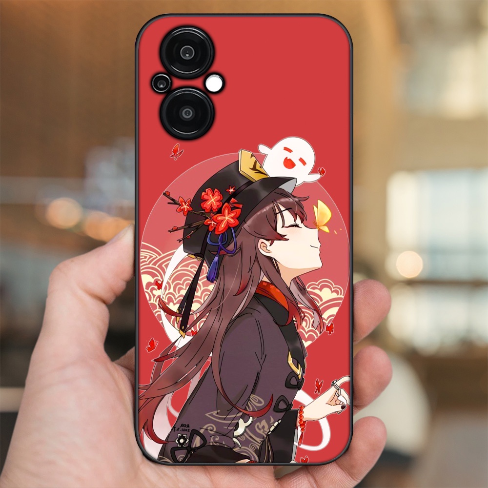 Ốp lưng Oppo Reno 8Z 5G viền đen in hình Hutao Genshin Impact