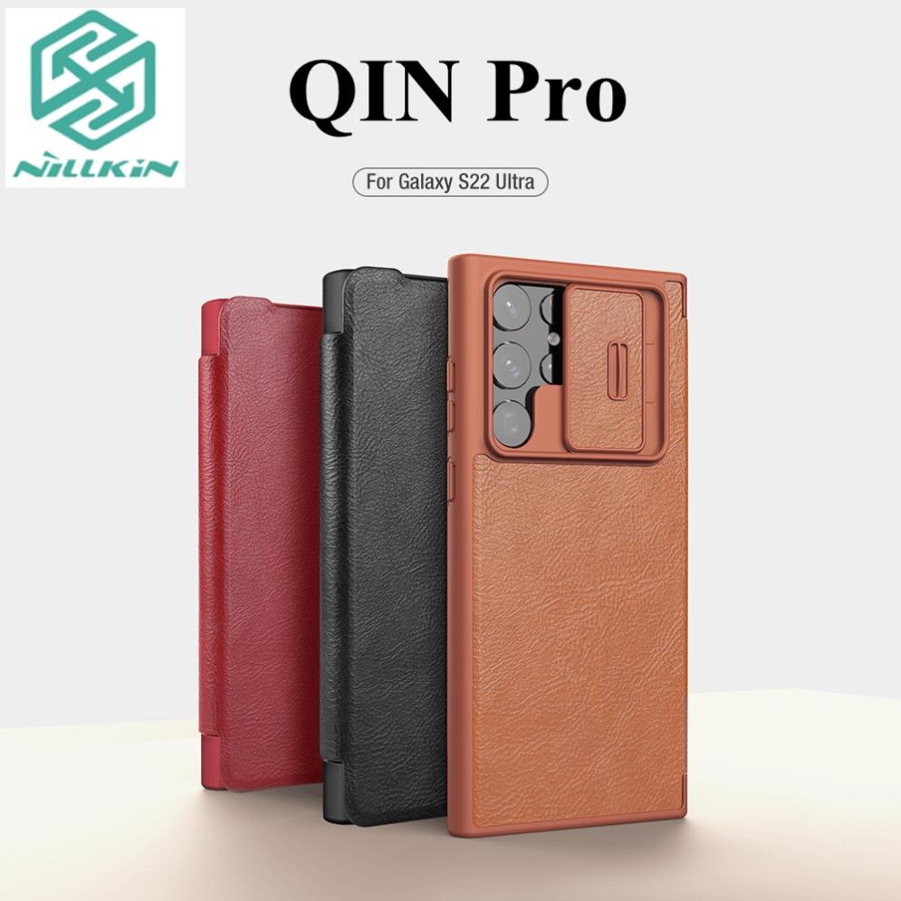 Nillkin QIN Pro – Bao da ví cái thẻ cho Samsung S22 Plus , S22 Ultra , S21 FE 5G , kèm lắp trượt bảo vệ camera cao cấp
