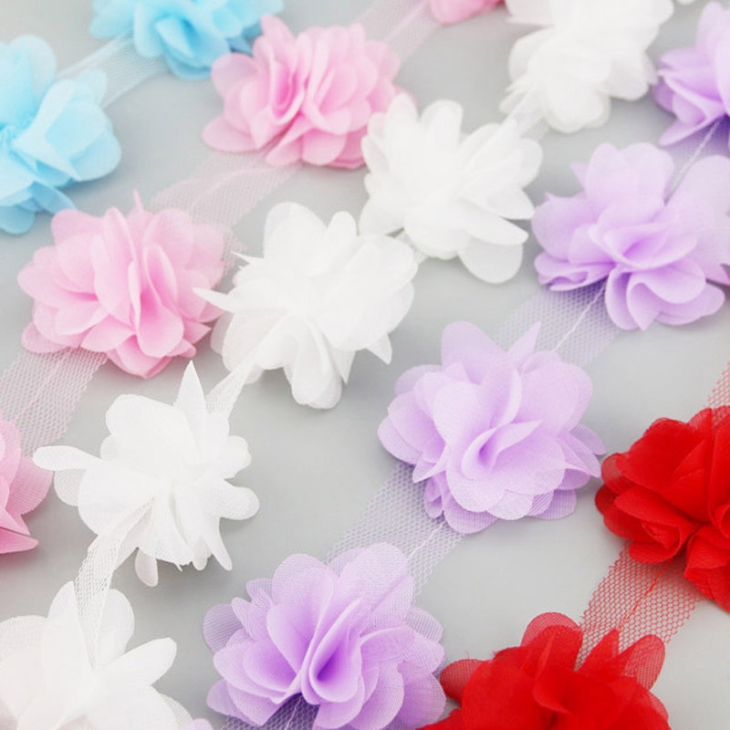 Set 60 Bông Hoa Vải Chiffon 50mm Trang Trí Tóc Cho Đám Cưới