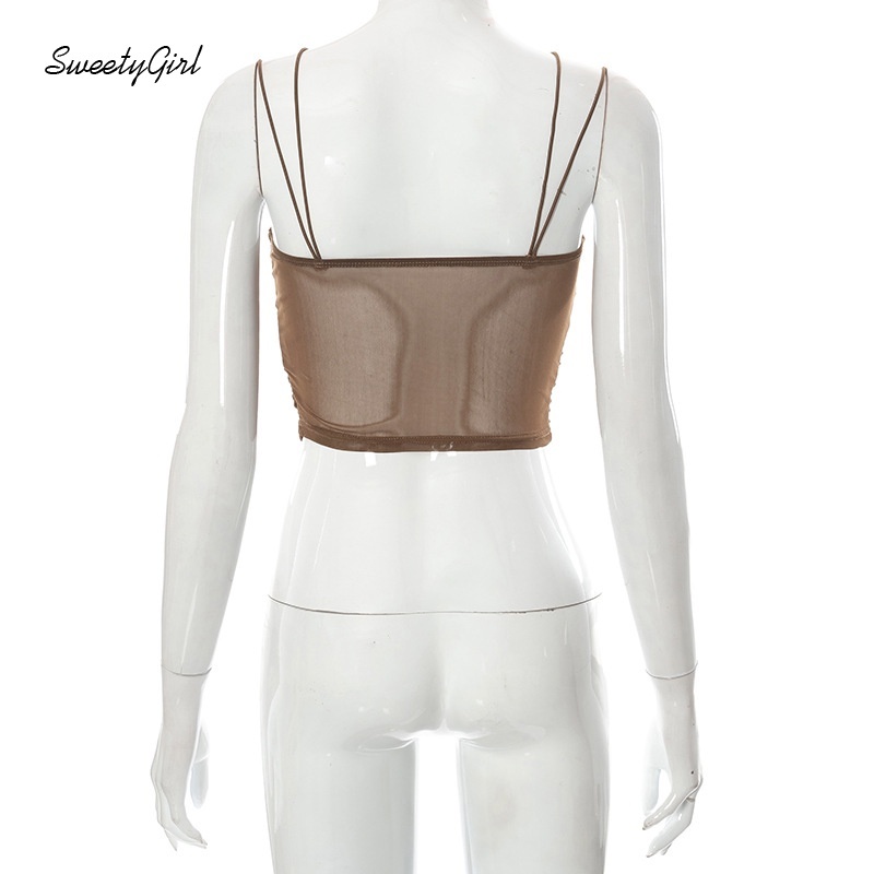 Áo tank top hai dây hở lưng dáng ôm màu sắc ngọt ngào quyến rũ cho nữ