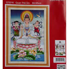 Tranh thêu chữ thập 3D Phật Quan Âm 223216 (60x95) chưa thêu
