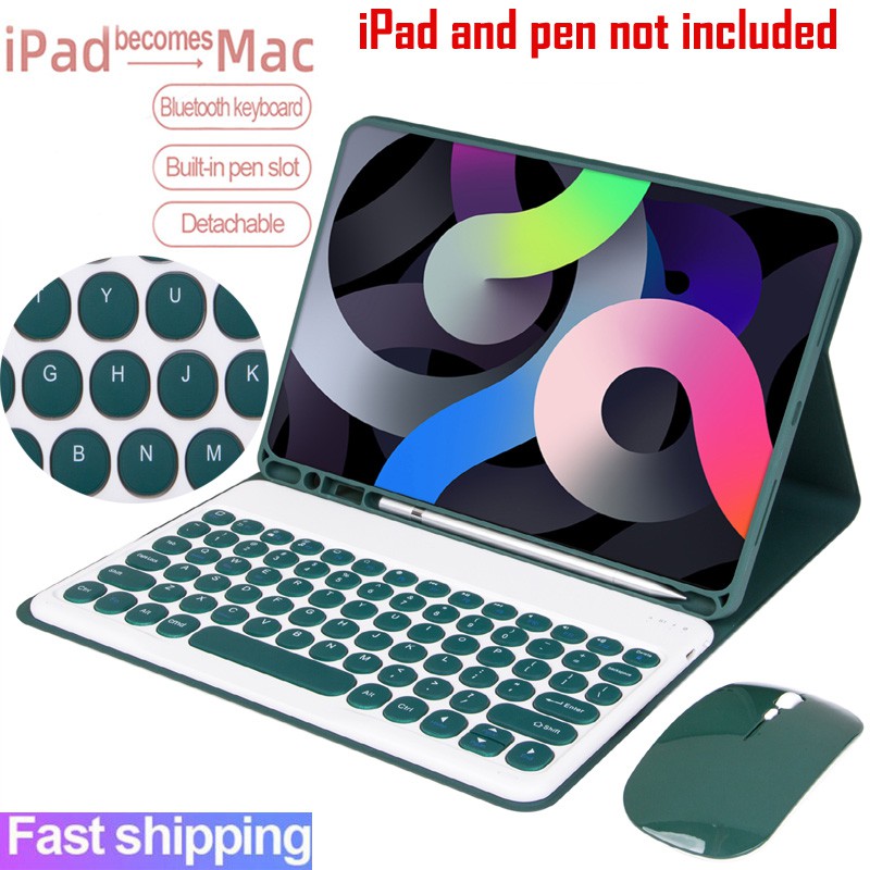 Bao Da Máy Tính Bảng Tích Hợp Bàn Phím Không Dây Bluetooth Có Ngăn Đựng Bút Cho iPad 10.2 Apple iPad 7 7th Gen 8 8th generation Giá Đỡ
