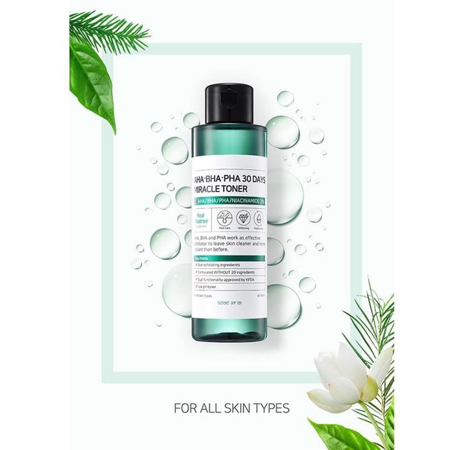 Nước hoa hồng hỗ trợ làm sạch mụn, điều tiết dầu nhờn some by mi aha bha pha 30 days miracle toner 150ml skin hub | BigBuy360 - bigbuy360.vn