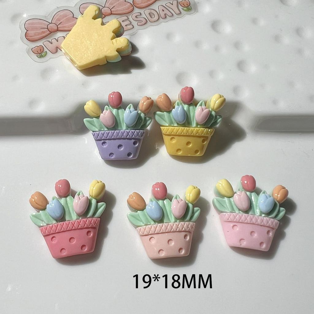 Charm (C693) slime/ Dụng Cụ Charm [Ko Keo &amp; Nút] Trang Trí  Hình Giỏ Hoa Tulip Cute (1.9x1.8cm)