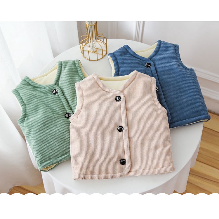 [babycat] Hàng Có Sẵn Áo Khoác Ghi Lê Cách Nhật Bản Hàn Quốc [Lông Cừu Siêu Dày] Phong Cách Thu Đông Cho Trẻ Sơ Sinh Cỡ Nhỏ Vừa Nhỏ / Trẻ Em