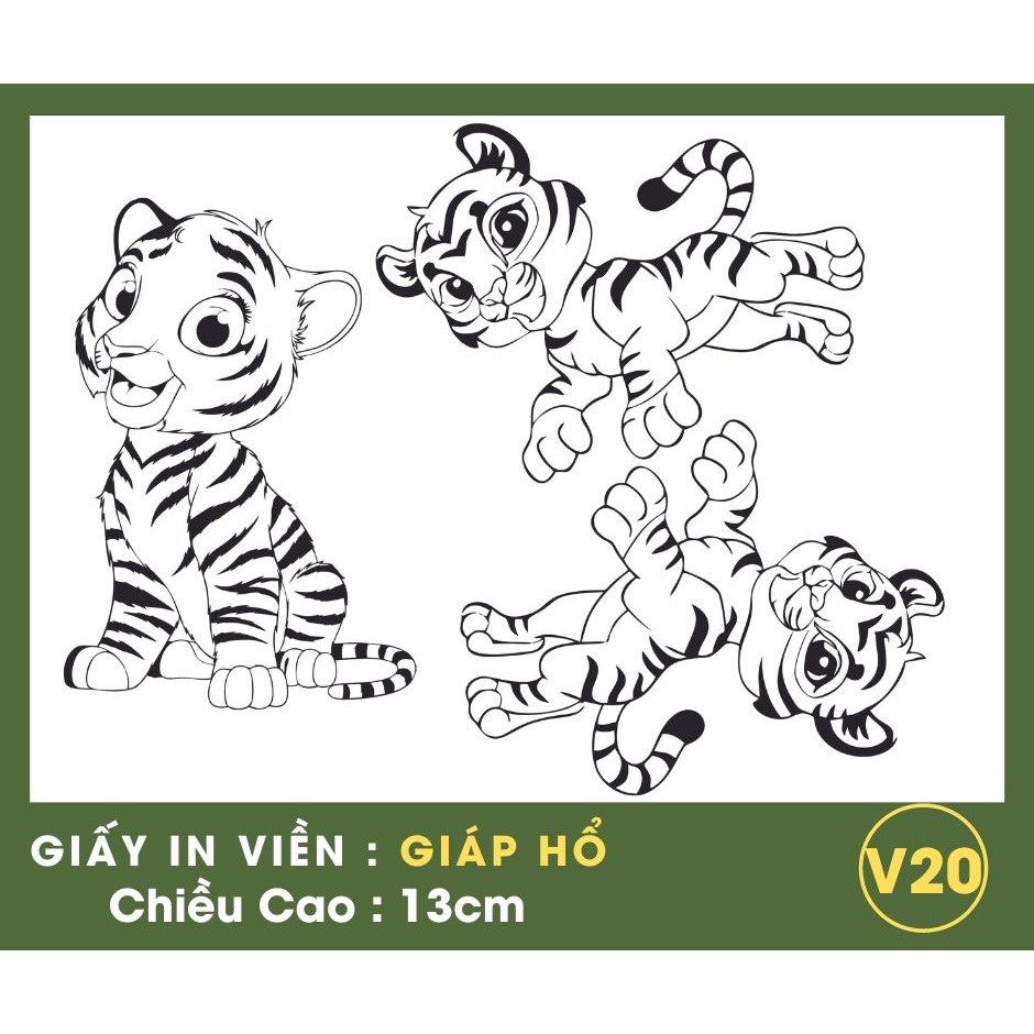 Giấy gạo thực phẩm in viền mẫu con hổ (1 xấp 5 tờ)