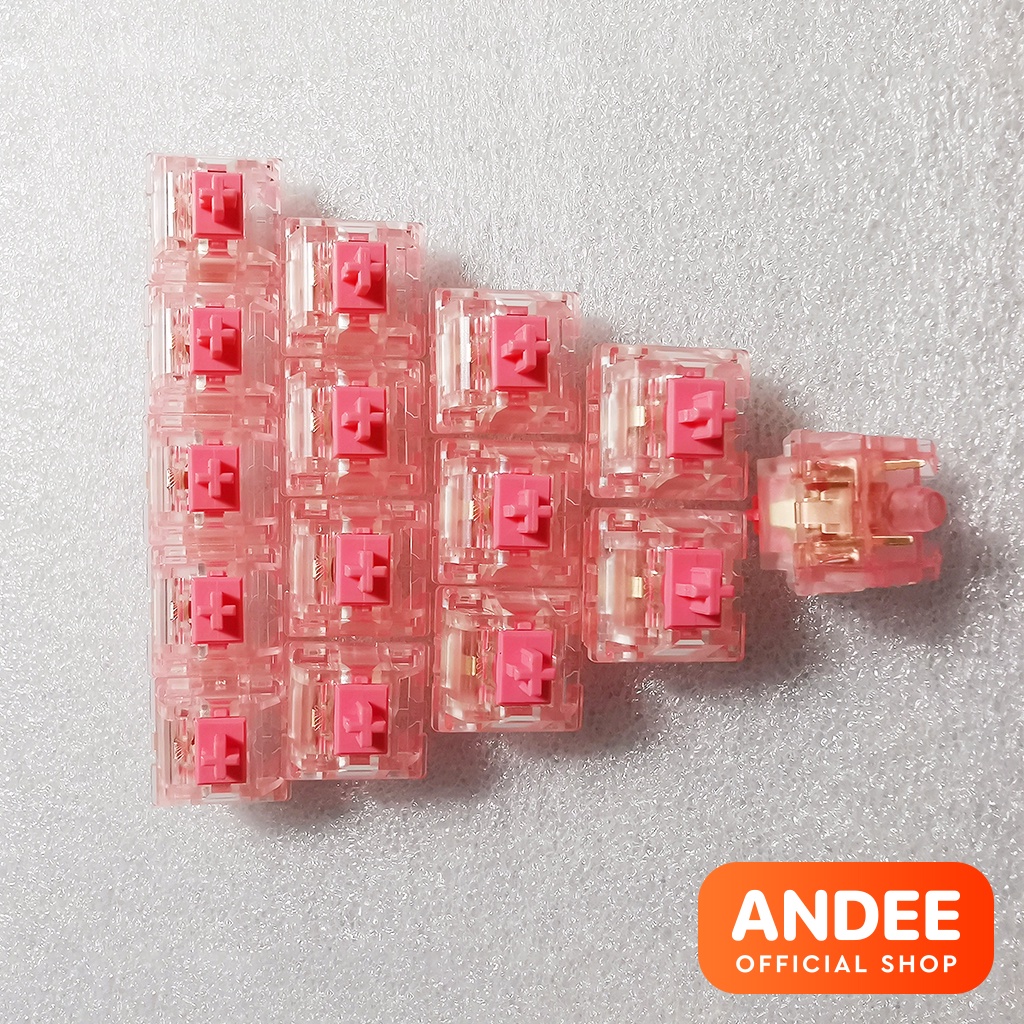 KTT Strawberry Dâu bán lẻ công tắc phím cơ tuyến tính lò xo 62g có lube sẵn siêu mượt