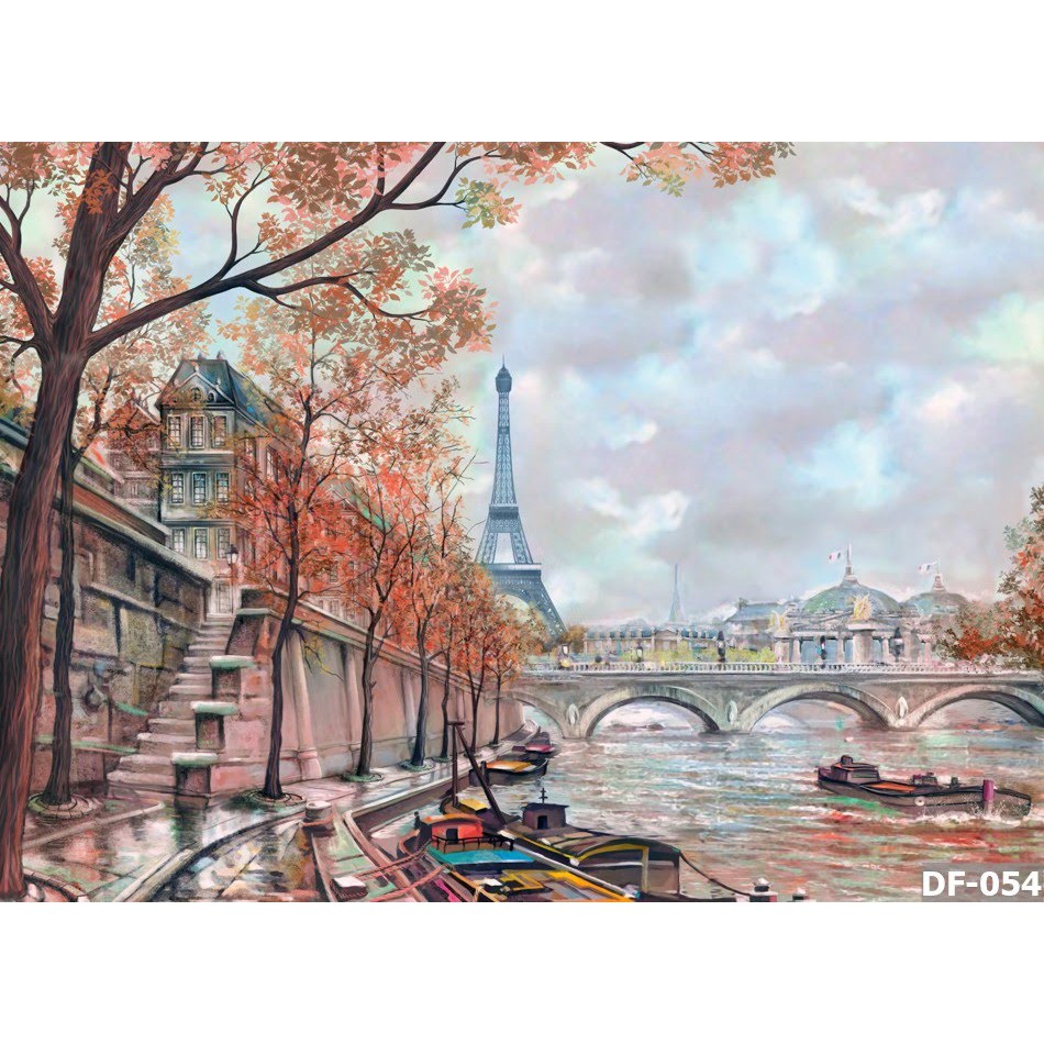 Tranh dán tường trang trí VTC phong cảnh đẹp thành phố Paris Châu âu DF-054  | Shopee Việt Nam