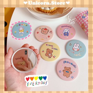 Gương mini trang điểm 1 mặt cầm tay nhỏ gọn hoạt hình dễ thương Unicorn Store