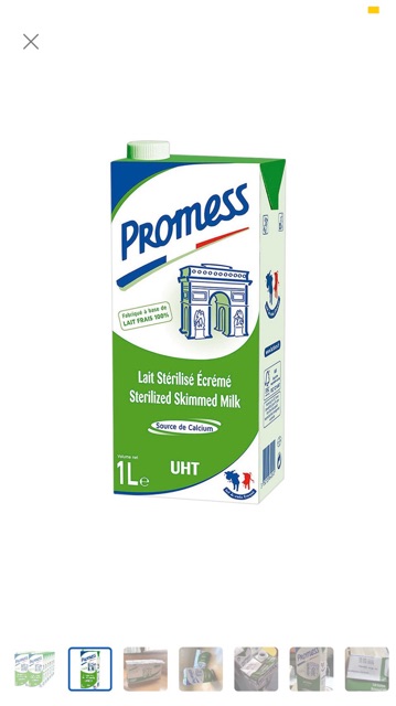 ( DATE MỚI NHẤT )THÙNG 6 HỘP SỮA TƯƠI KHÔNG BÉO PROMESS  ( 1 LÍT/HỘP)