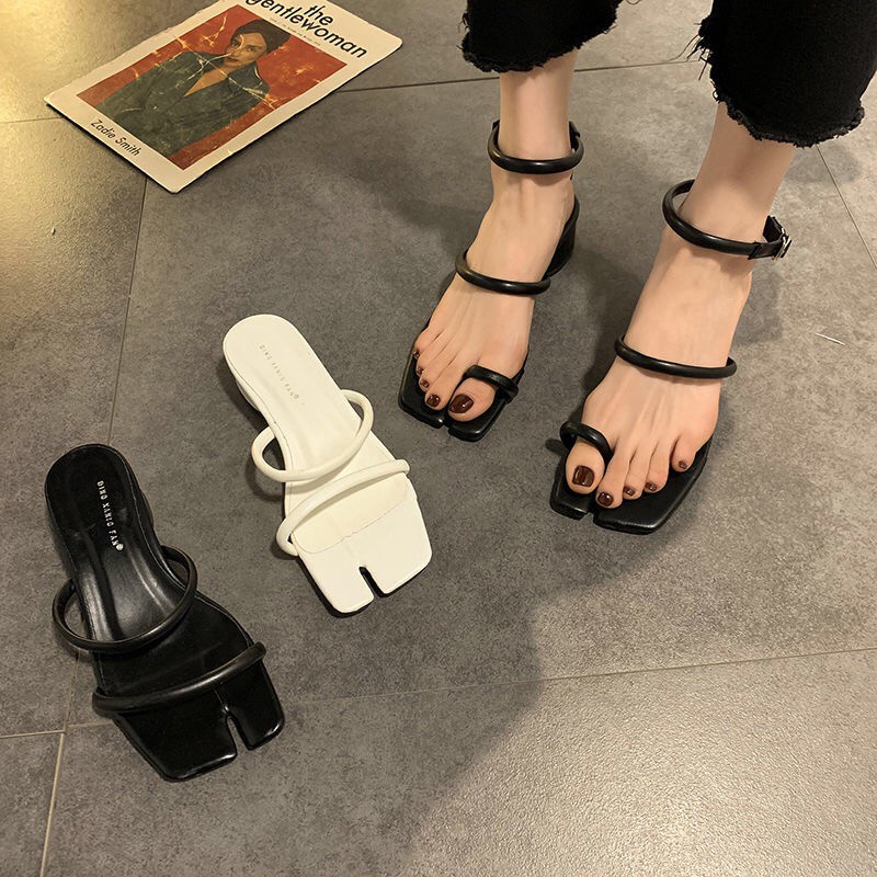 Guốc Giày Sandal Cao Gót Đế Vuông Xỏ Ngón Thời Trang Nữ 2022